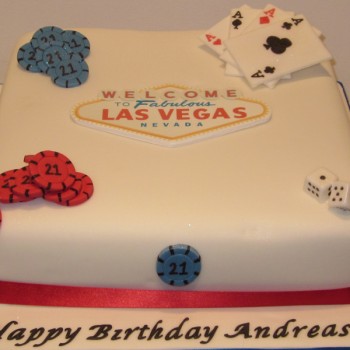One Tier Las Vegas Casino Birthday Cake