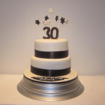 Two Tier Black & White Cake