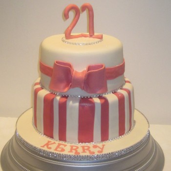 Two Tier Girl 21st Birthday Cake