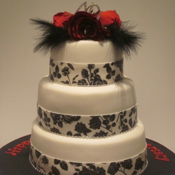 Three Tier Ruby Anniversary Cake