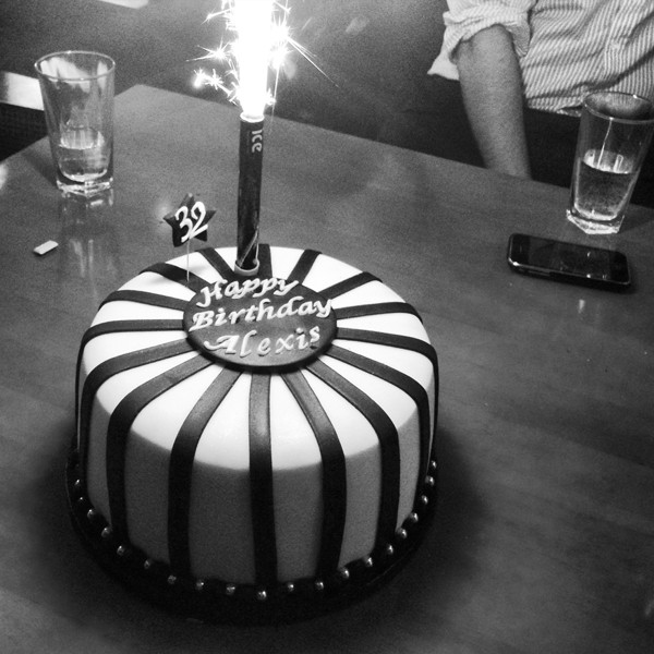 One Tier Black &amp; White Striped Cake Neo Cakes