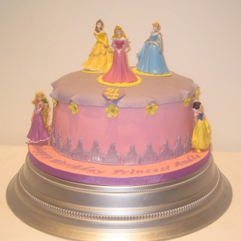 One Tier Disney Princess Birthday Cake