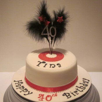 One Tier Feather Bowed Birthday Cake