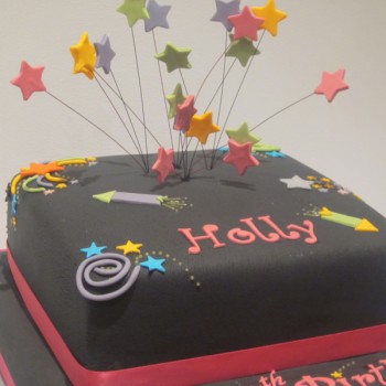 One Tier Firework Birthday Cake